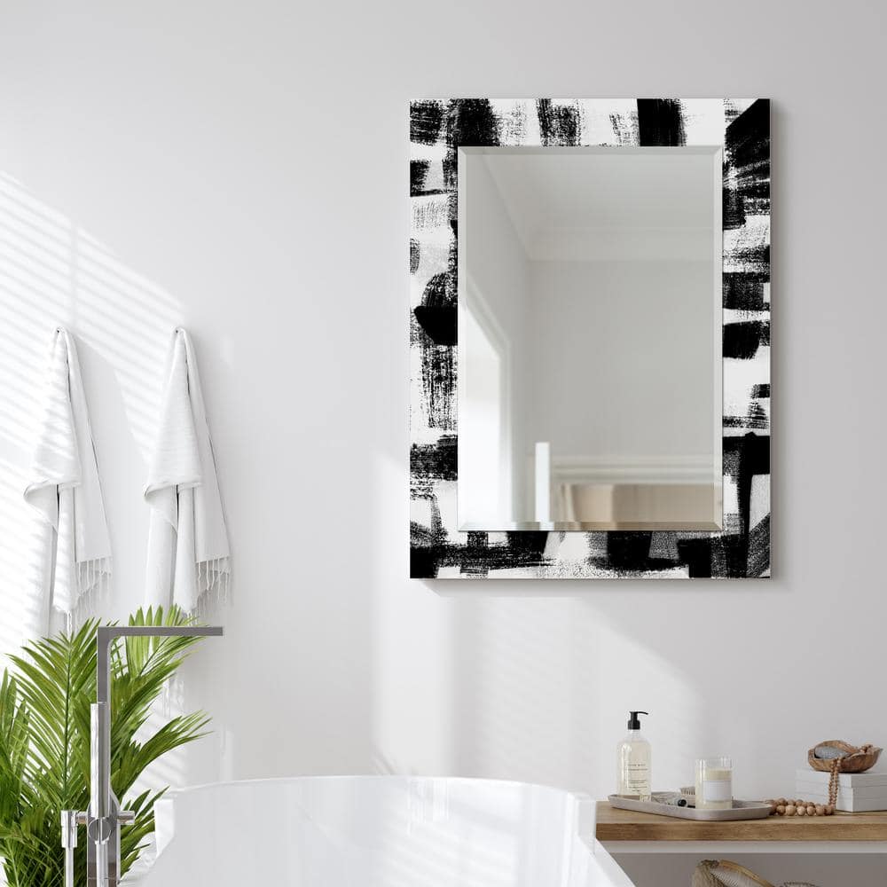 Frameless Rectangular 40" x 30" Black and White Mirror