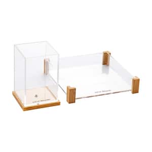 Modern Collection, Catch All Tray and Pen Cup Set, Office, Rayon from Bamboo and Acrylic, Brown