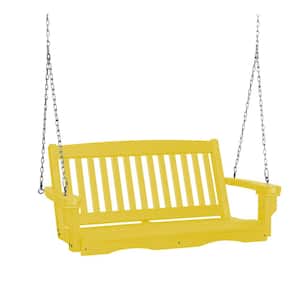 Classic 2-Person Lemon Yellow Plastic Mission Porch Swing