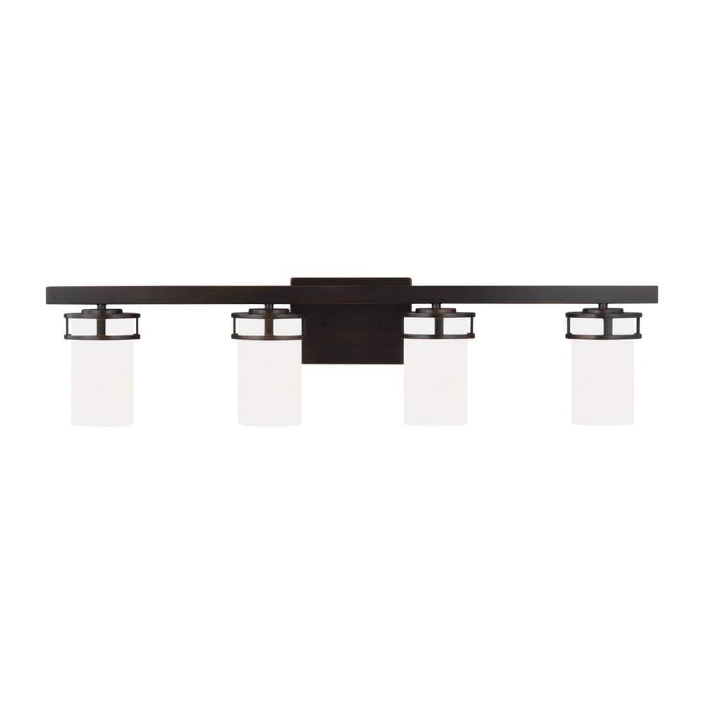 Robie 34 in. 4-Light Bronze Transitional Rustic Wall Bathroom Vanity Light with Etched White Glass Shades price history on PriceWatchPro