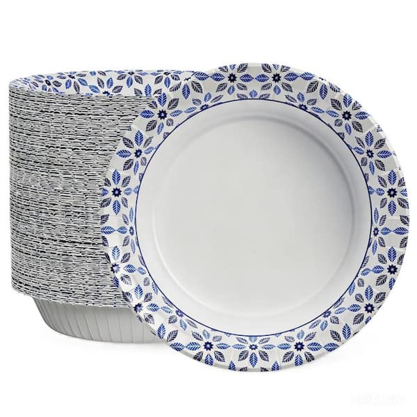 160-Piece 20 fl. oz. Blue Paper Dessert Bowls, Soak Proof, Heavy Duty Printed Disposable Bowls Bulk for Dinner or Lunch