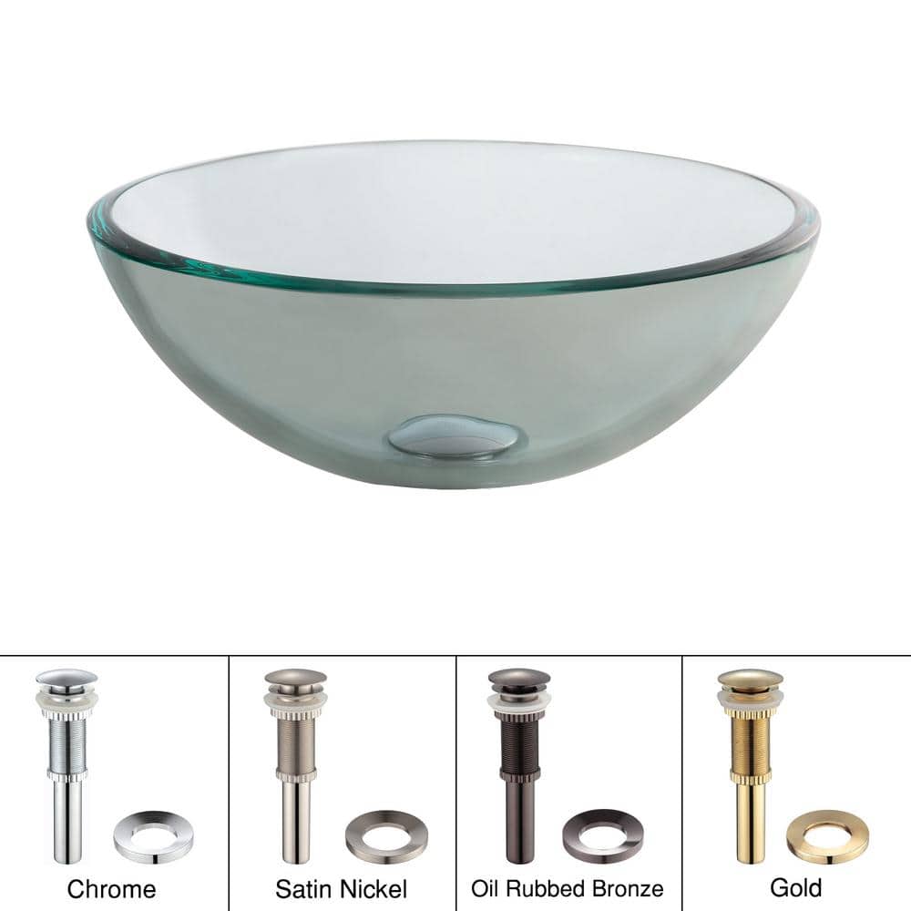 14 Inch Clear Glass Round Vessel Sink
