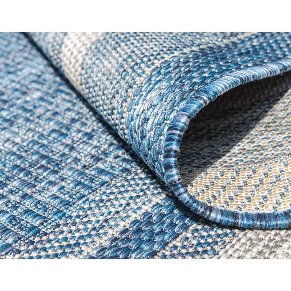 Blue Rectangular Flat Woven Outdoor Area Rug 6' x 9'