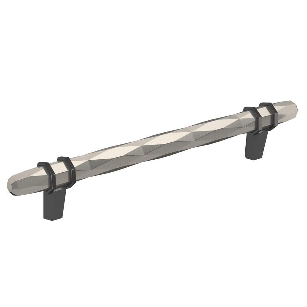 London 6-5/16 in. (160mm) Modern Satin Nickel/Black Chrome Bar Cabinet Pull