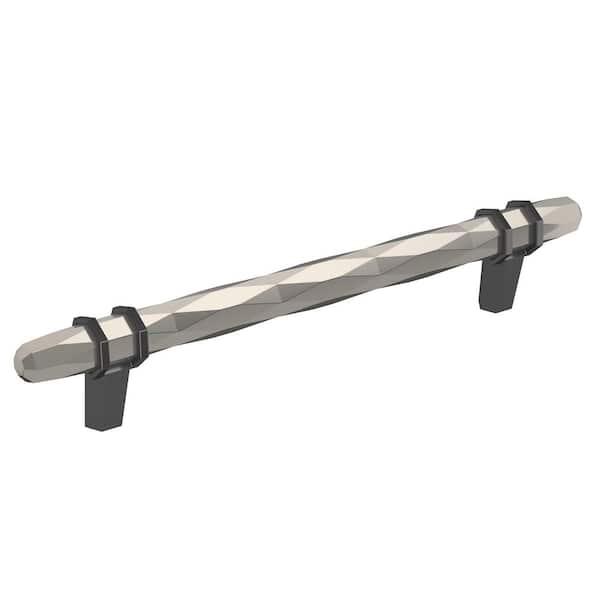 Amerock London 6-5/16 in. (160mm) Modern Satin Nickel/Black Chrome Bar Cabinet Pull