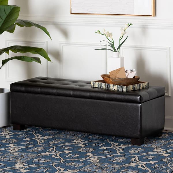 Baxton Studio Roanoke Dark Brown Storage Bench 28862-5275-HD - The