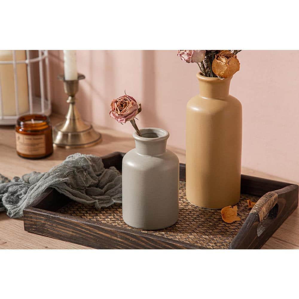 Set of 3 Multicolor Ceramic Decorative Table Vases