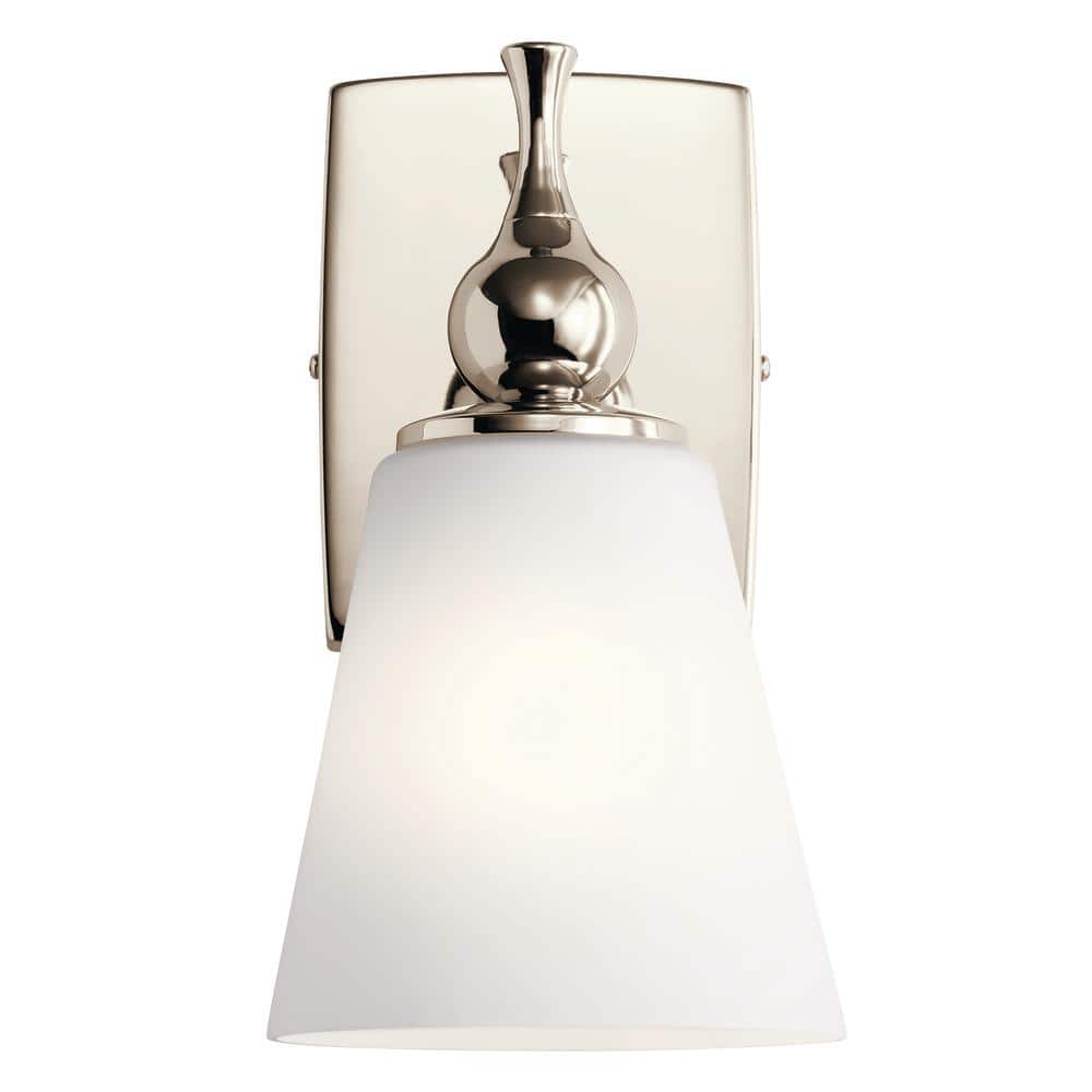 Polished Nickel 6'' Wall Sconce with Satin Etched Glass