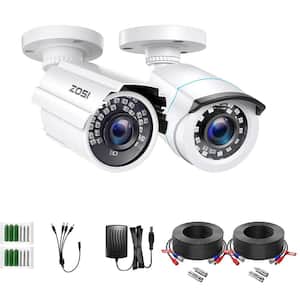 Wired 2MP 4-In-1 Outdoor Bullet Security Camera Compatible with HD-CVI/TVI/AHD/960H Analog CVBS (2-Pack)