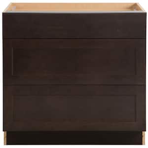Edson Shaker Assembled 36 in.x 34.5 in.x 24.5 in. Base Cabinet with 3-Soft Close Drawers in Dusk