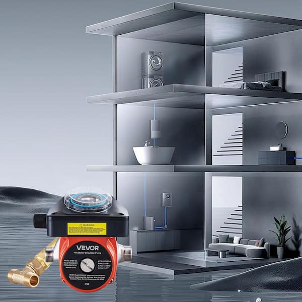 Hot Water Recirculating Pump Kit with Bypass Valve, Timer & Adapter, Stainless Steel Head, 0.13 HP 110-120V