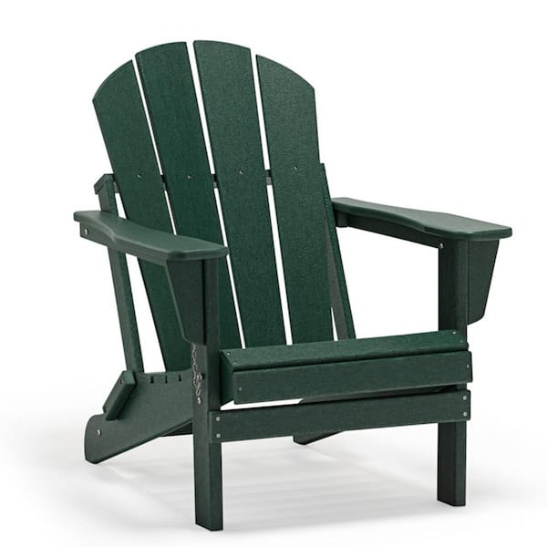 Unbranded Classic Dark Green Folding Outdoor Adirondack Chair for Backyard and Lawnchic Touch