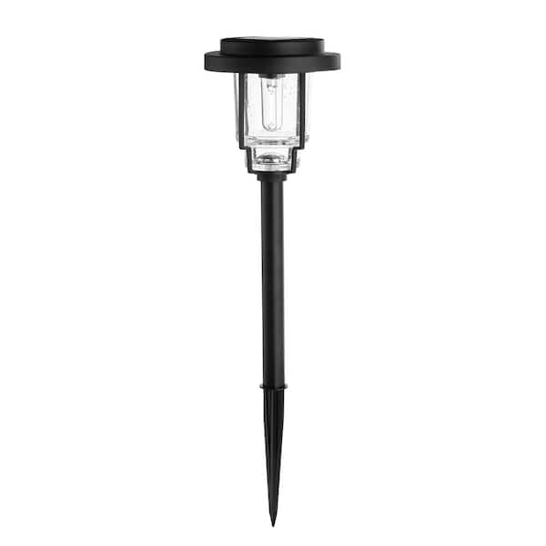 Hampton Bay Berkeley Park 14 Lumen Black LED Weather Resistant Outdoor Solar Path Light with Glass Lens