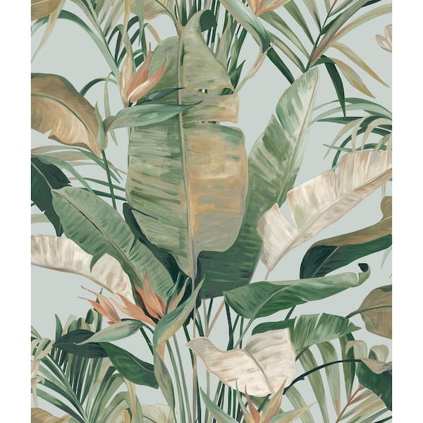 Green Tropical Cabana Spa Peel and Stick Wallpaper