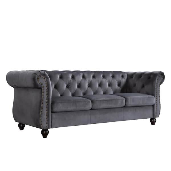 US Pride Furniture Chesterfield 83 in. Wide Rolled Arm
