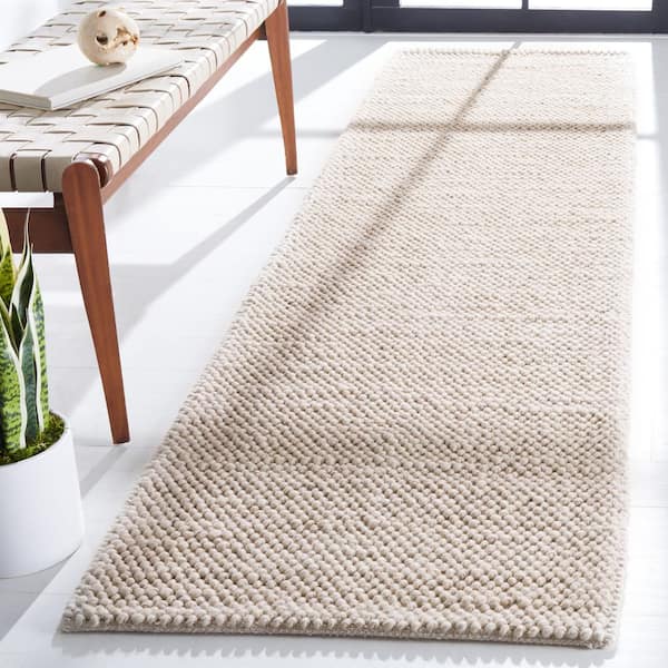 Natura 2 ft. x 15 ft. Gray/Ivory Solid Color Runner Rug