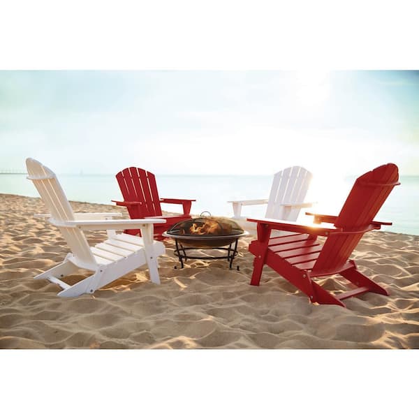 Sunnydaze Decor Coastal Bliss Wood Adirondack Chair Red