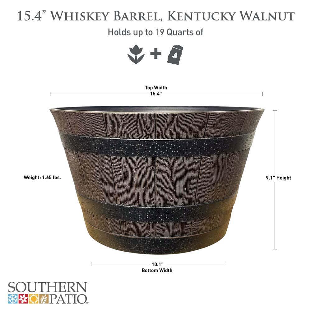 Kentucky Walnut Resin Whiskey Barrel Planter