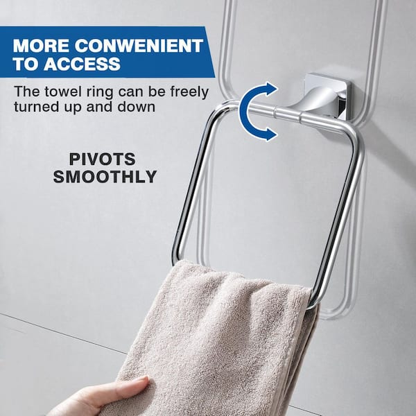 Bath Wall Mounted Towel Ring Hand Towel Holder in Polished Chrome