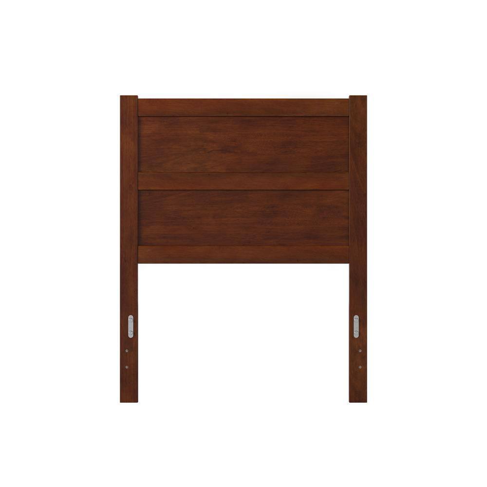 NoHo Walnut Twin Wooden Panel Headboard with Charging Station