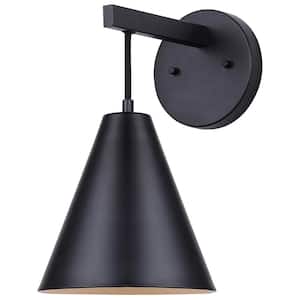 Arlo 12 in. 1-Light Matte Black Sconce with Metal Shade