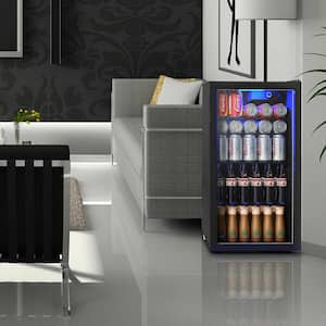 120 Cans Beverage Cooler Refrigerator Beer Wine Soda Drink Cooler Mini Fridge Glass Door