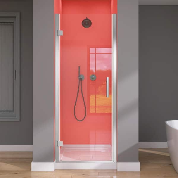 Getpro 30-31.25 in. W x 72 in. H Frameless Shower Panel Pivot Swing Shower Door in Chrome with 1/4 in. Clear Glass Left Hinged