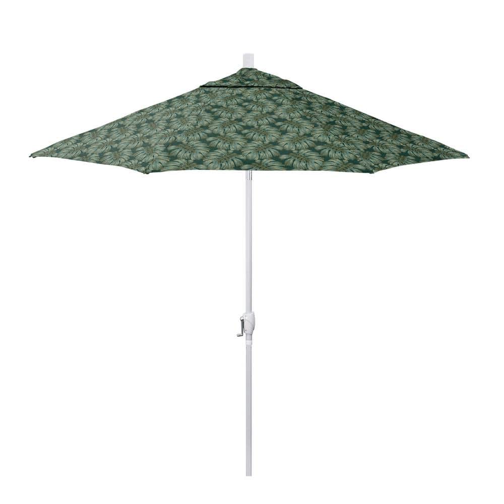 9 ft. Matted White Aluminum Market Patio Umbrella with Crank Lift and Push-Button Tilt in Palm Hunter Pacifica Premium price history on PriceWatchPro