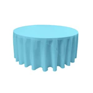 108 in. Light Turquoise Round Polyester Poplin Tablecloth