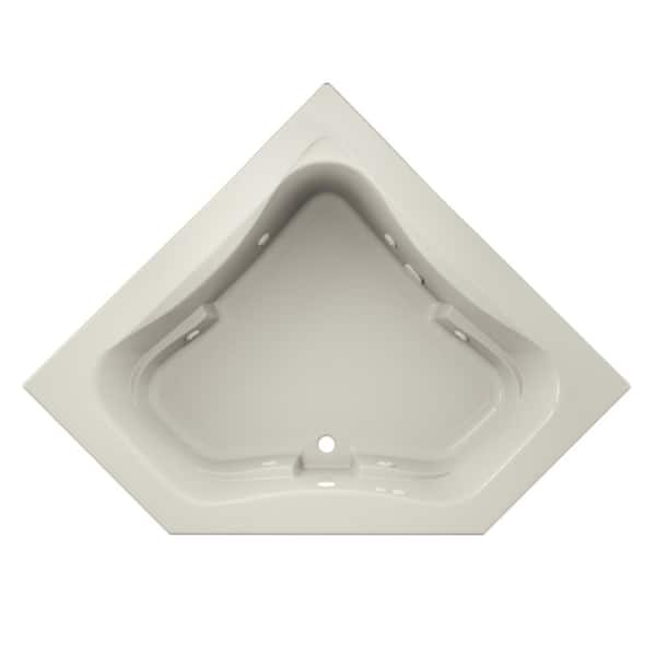 PROJECTA 60 in. x 60 in. Acrylic Corner Drop In Whirlpool Bathtub in Oyster