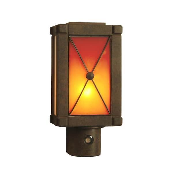 AMERELLE Carriage Lamp-Style Automatic Night Light with Rust Finish-DISCONTINUED