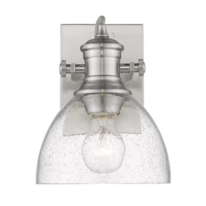 Hines 1-Light Pewter with Seeded Glass Bath Vanity Light