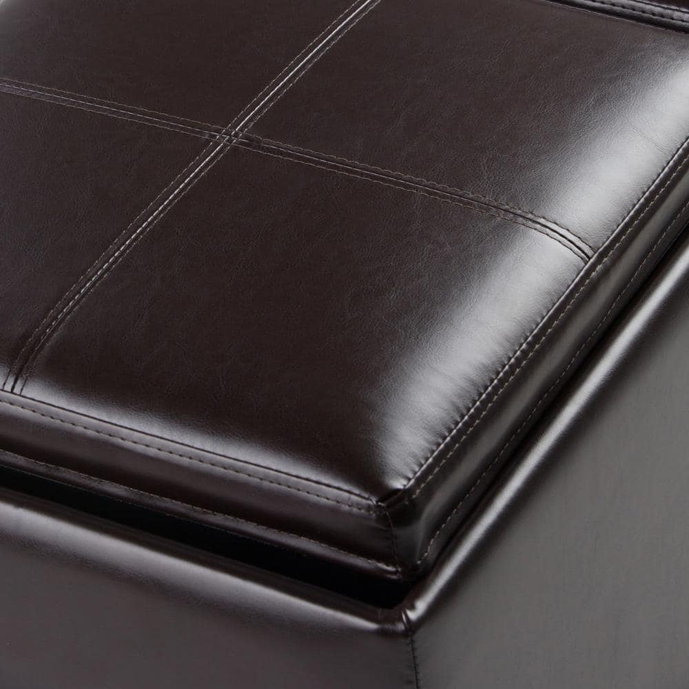 Brown Faux Leather 5-Piece Storage Ottoman Set
