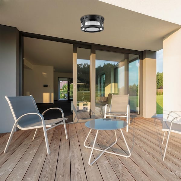 Globe Electric Brisbane 1 Light Matte Black Outdoor Indoor Flush Mount Ceiling With Frosted Glass Shade 44480 - Outdoor Ceiling Lights Brisbane Globe Electric Brisbane 1 Light Matte Black Outdoor Indoor Flush Mount Ceiling With Frosted Glass Shade 44480 - Outdoor Ceiling Lights Brisbane