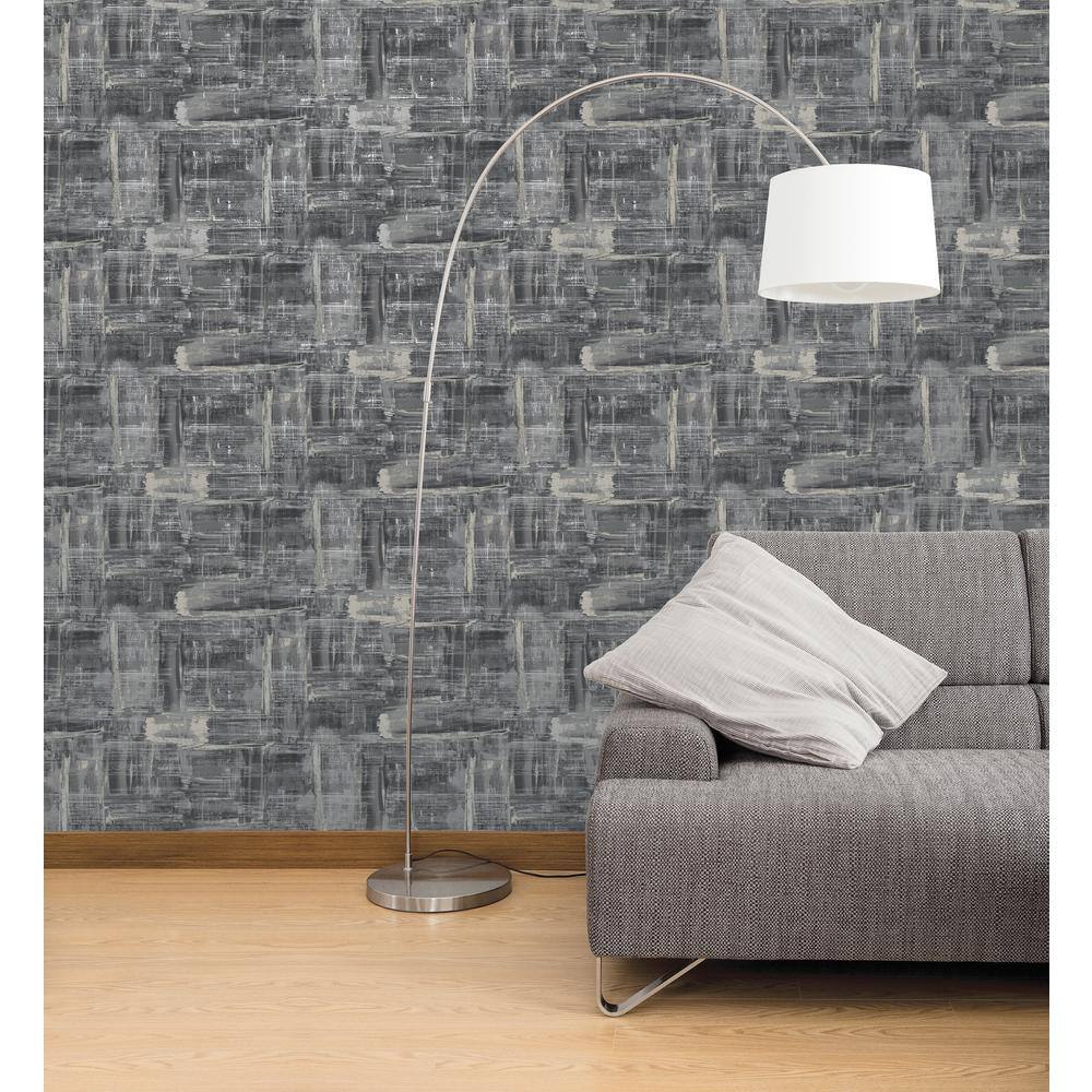 Gray and Metallic Abstract Non-Pasted Wallpaper Roll