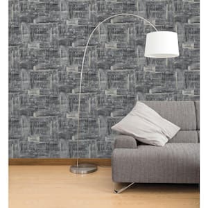 Lustre Collection Blue/Silver/Grey Abstract Art Metallic Finish Paper on Non-woven Non-pasted Wallpaper Sample