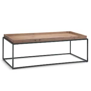 Carter Solid ACACIA Wood and Metal 47 in. Wide Rectangle Industrial Tray Top Coffee Table in Natural Acacia