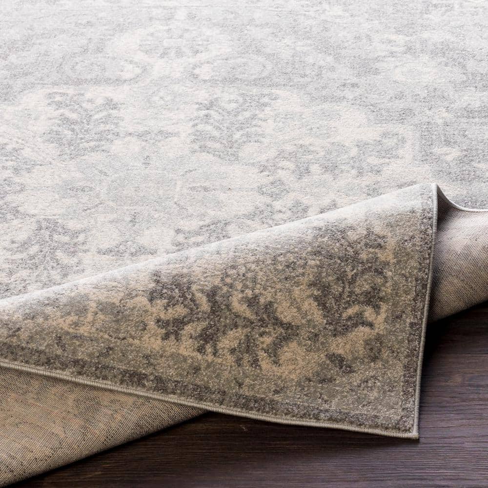 Gray Vintage Medallion Polypropylene Runner Rug, 2'7" x 7'3"