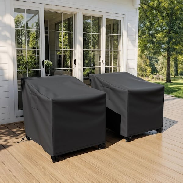 2-Pack 210D Oxford Outdoor Patio Chair Cover Waterproof Furniture Cover, 29.5 in. W x 36.2 in. D x 30.3 in. H, Black