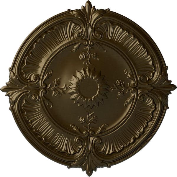 Ekena Millwork 1-1/2" x 30-1/8" x 30-1/8" Polyurethane Attica Acanthus Leaf Ceiling Medallion, Brass