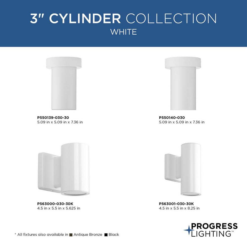 White Aluminum Cylinder Dimmable Outdoor Wall Light