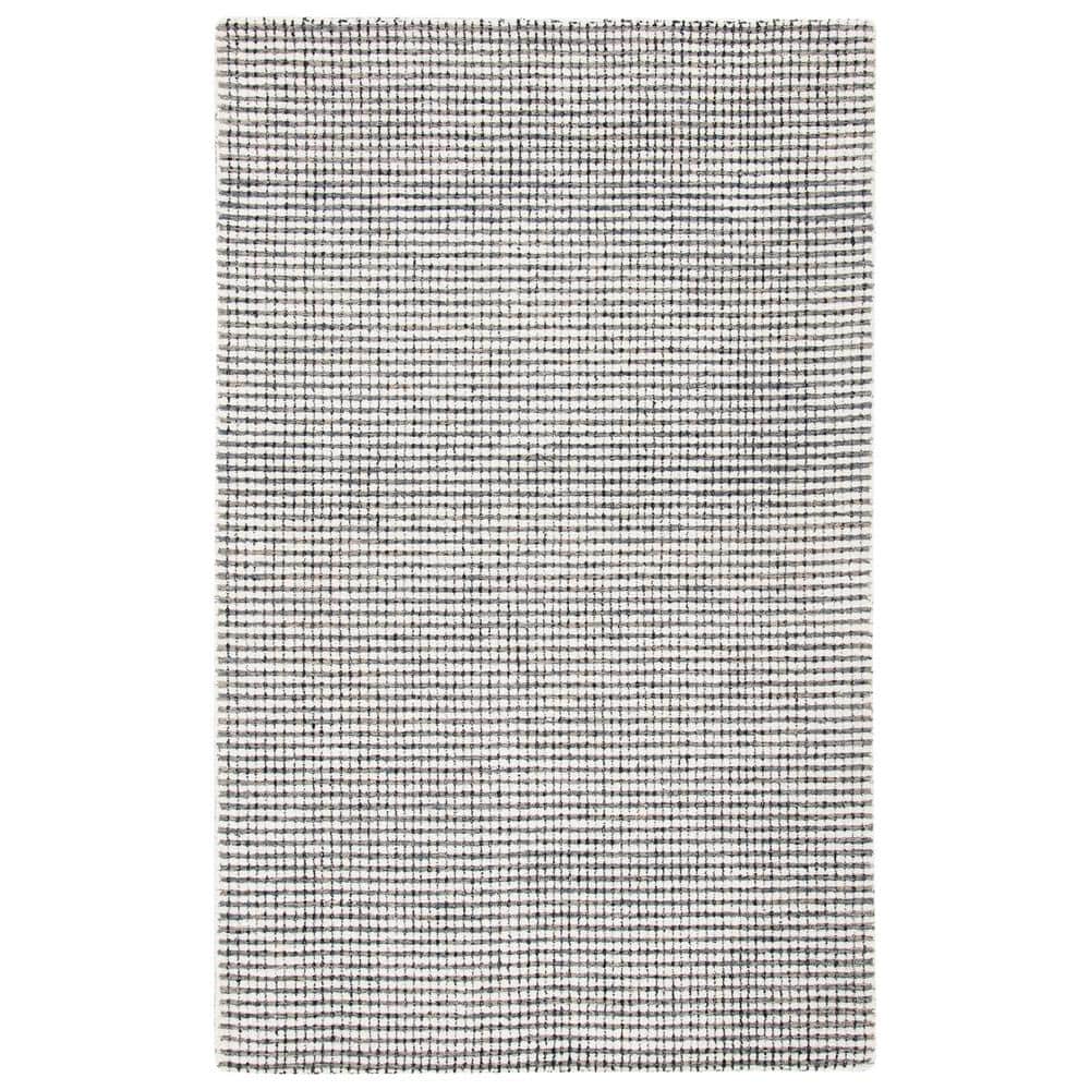 Hand-Tufted Grey and Ivory Wool 8' x 10' Abstract Area Rug