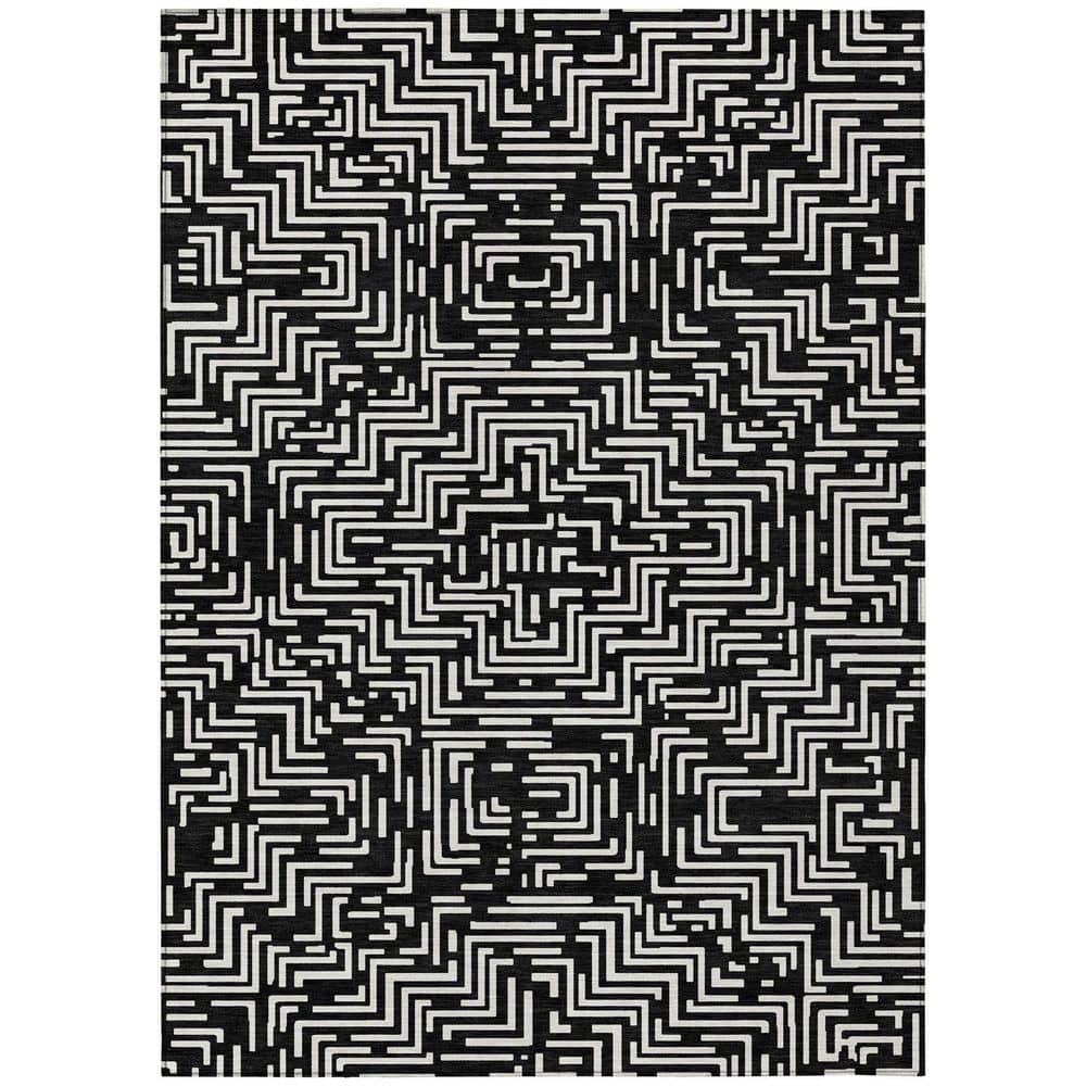 Chantille Machine Washable Indoor/Outdoor Abstract ACN2664 Black 9 ft. x 12 ft. Area Rug price history on PriceWatchPro