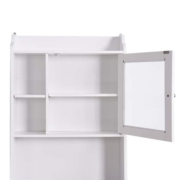 J&V TEXTILES Fresh Home 23.5 in. W x 65 in. H x 9.75 in. D White Metal  3-Shelf Over the Toilet Storage Space Saver in White 330-WH - The Home Depot