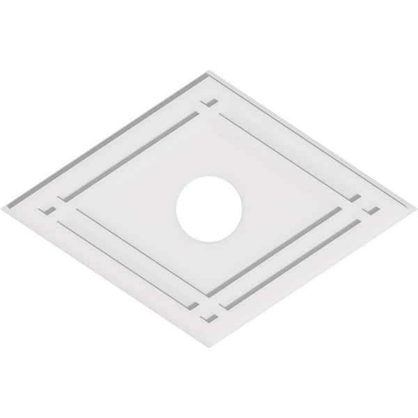 Ekena Millwork 38 in. W x 25-3/8 in. H x 6 in. ID x 1 in. P Diamond Architectural Grade PVC Contemporary Ceiling Medallion