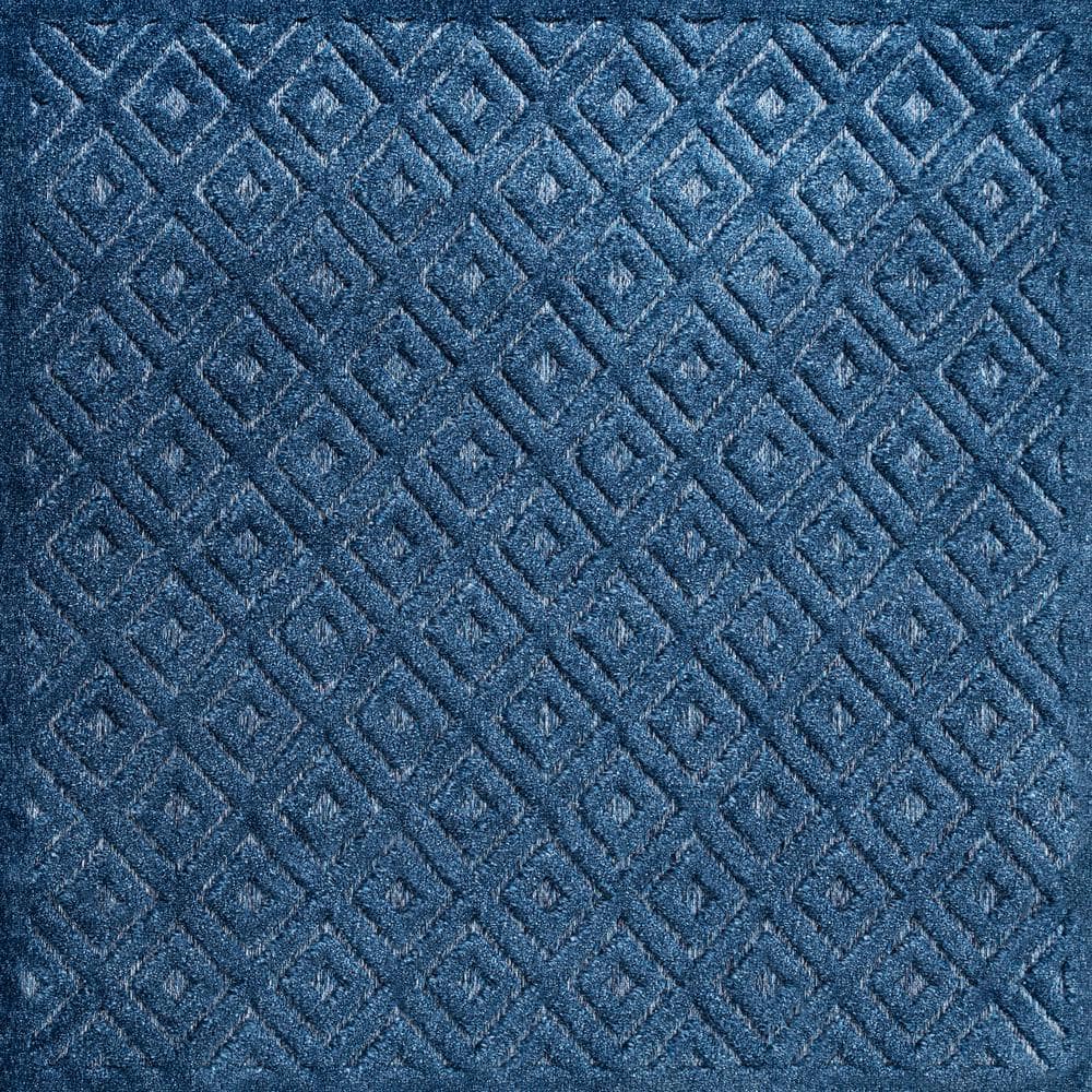 Navy Vintage Geometric 5' Square Synthetic Indoor/Outdoor Rug