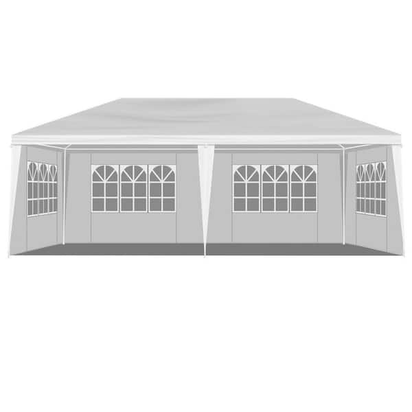 Unbranded 10 ft. x 20 ft. White Wedding Party Canopy Tent with 4 Removable Sidewalls
