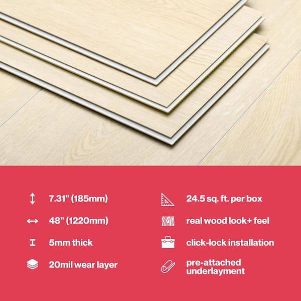 Lucida USA MaxCore Pro Sandstorm Brown 20-mil x 7-3/32-in W x 48-in L Waterproof Interlocking Luxury Vinyl Plank Flooring (24.5-sq ft/ Piece)