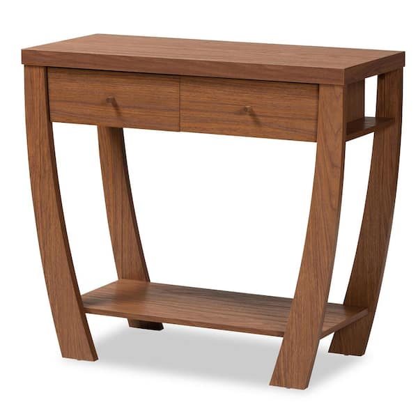 Baxton Studio Capote 35.4 in. Rectangle Walnut Brown Wood Console Table