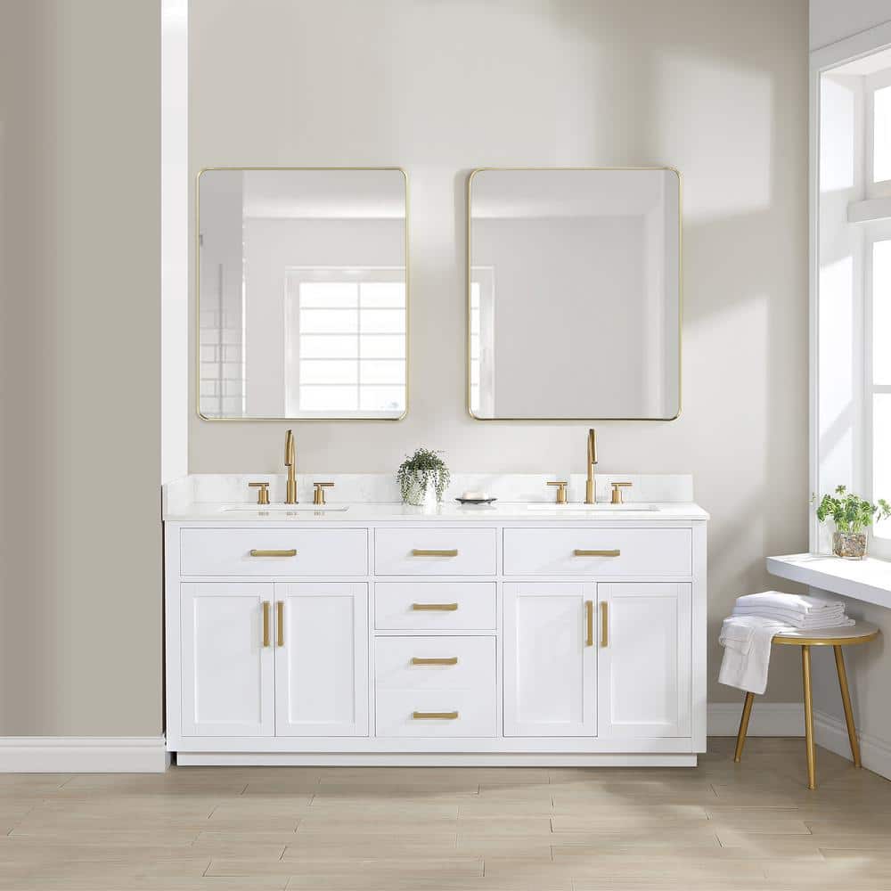 Gavino 72" White Wood Double Vanity with Composite Stone Top